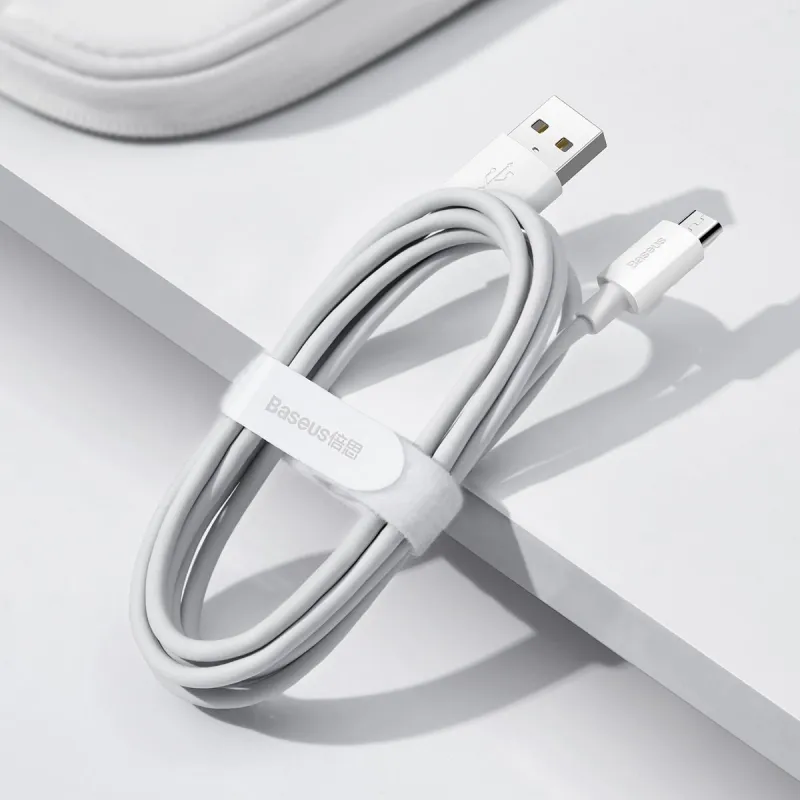Baseus Simple Wisdom Data Cable Kit USB to Micro 2.1A (2PCS/Set) 1.5m White